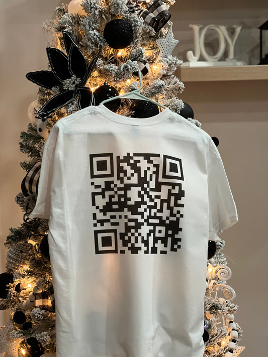 Custom QR Message / Link T-Shirt - Custom Ink Printing