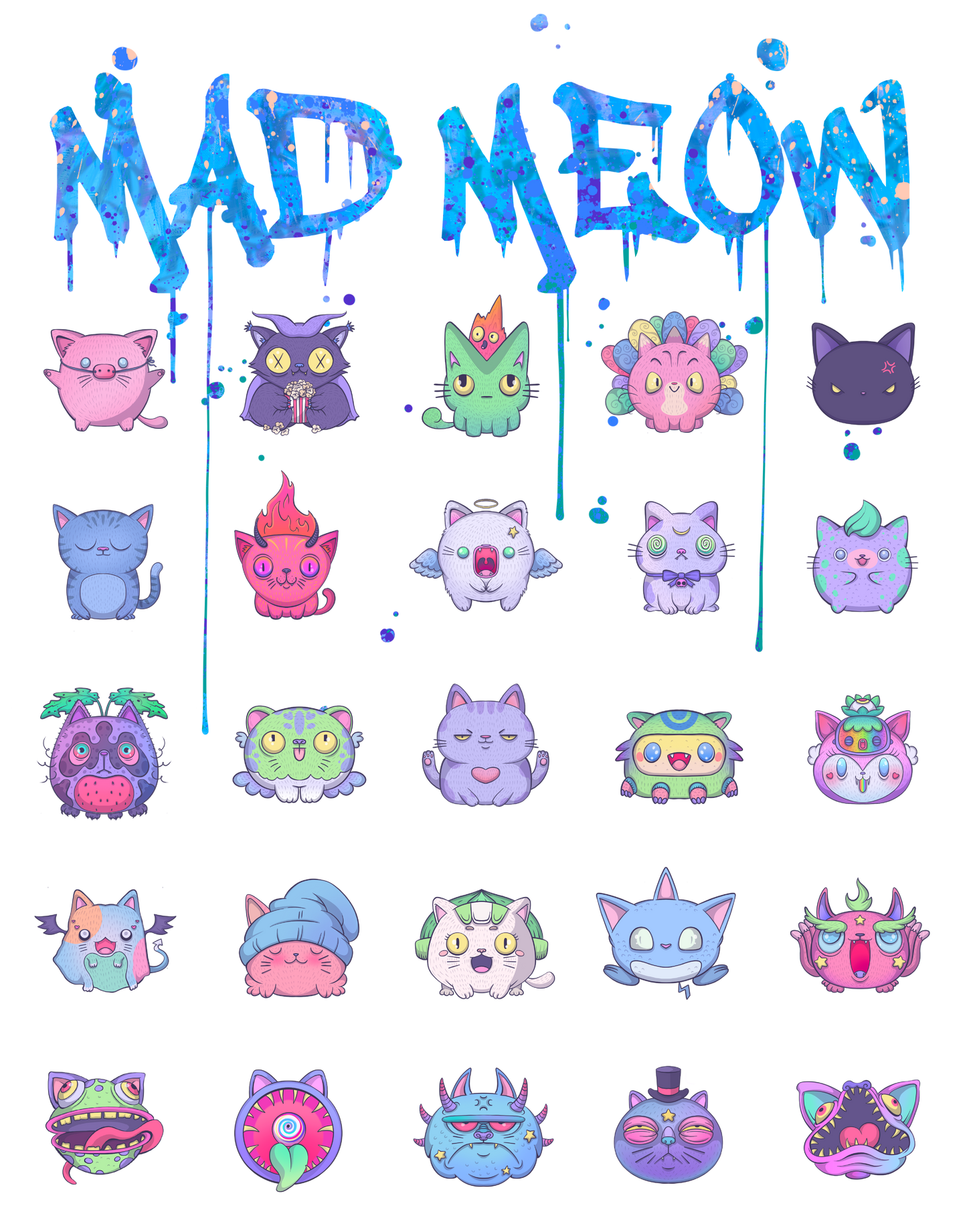 MAD MEOW (Blue) - Custom Ink Printing