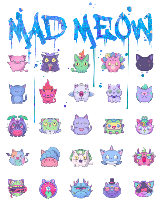 MAD MEOW (Blue) - Custom Ink Printing